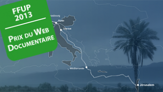 Carte du trajet de Dom Loupvent. Une vignette verte indique que le webdocumentaire a été primé en 2013