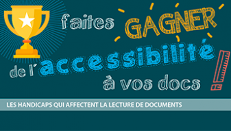 dessin de la coupe de la victoire et effets graphiques sur les mots FAITES GAGNER DE L’ACCESSIBILITÉ A VOS DOCS !