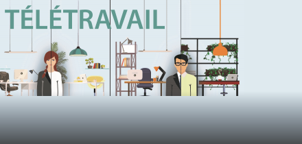 illustration d'un homme et d'une femme en télétravail
